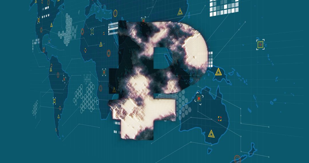 Digital Ruble Symbol on Global Data Visualization