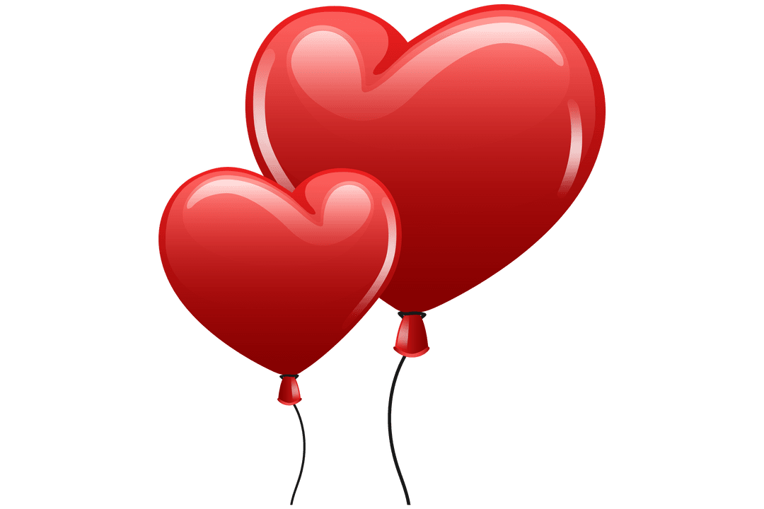 Heart-Shaped Red Balloons on Transparent Background for Valentine's