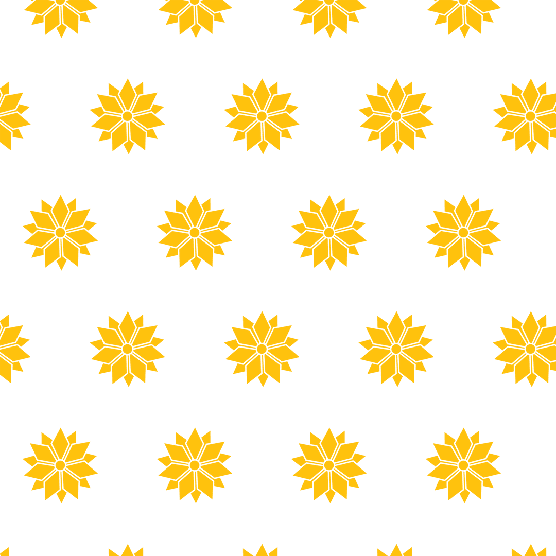 Yellow Flower Shapes Pattern on Transparent Background