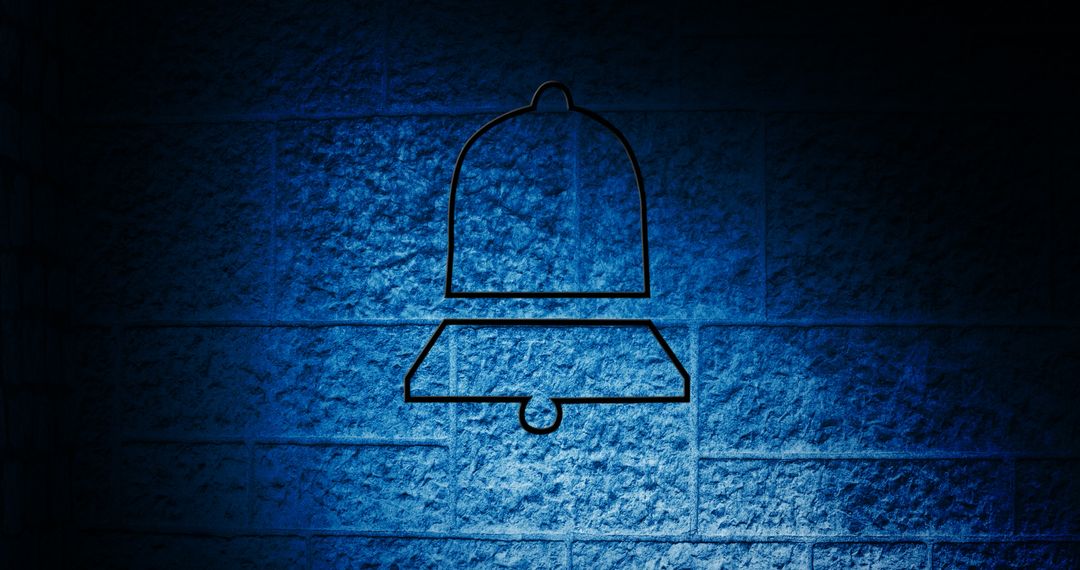 Neon Bell Icon Glowing on Brick Wall - Free Images, Stock Photos and Pictures on Pikwizard.com