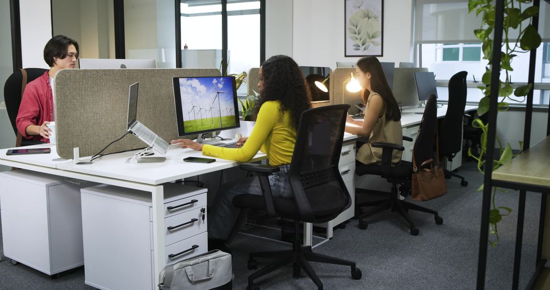 Team Collaboration in Modern Minimalist Open-Plan Office