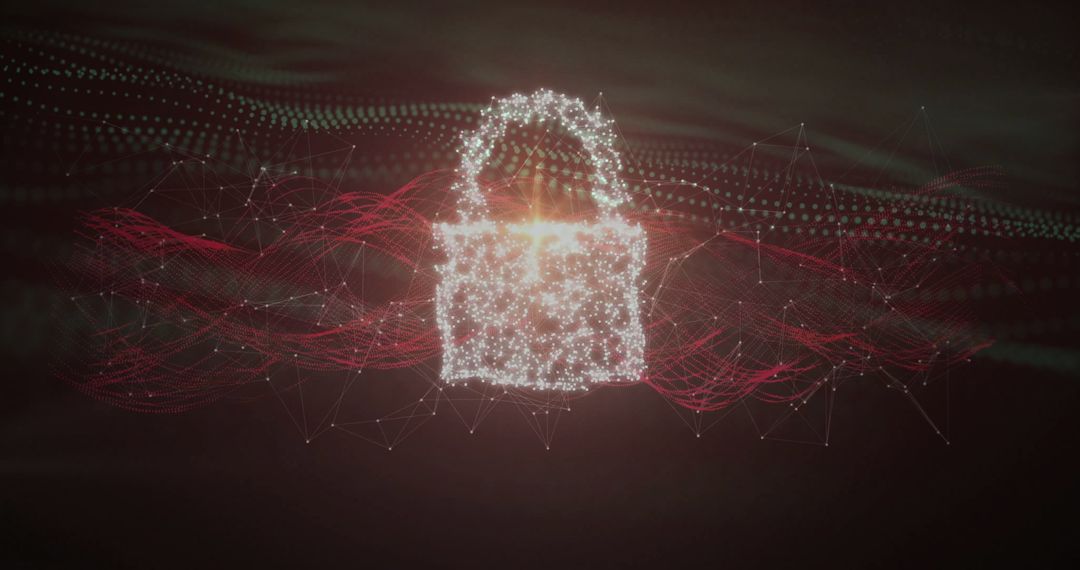 Glowing Digital Padlock in Cybersecurity Network Design