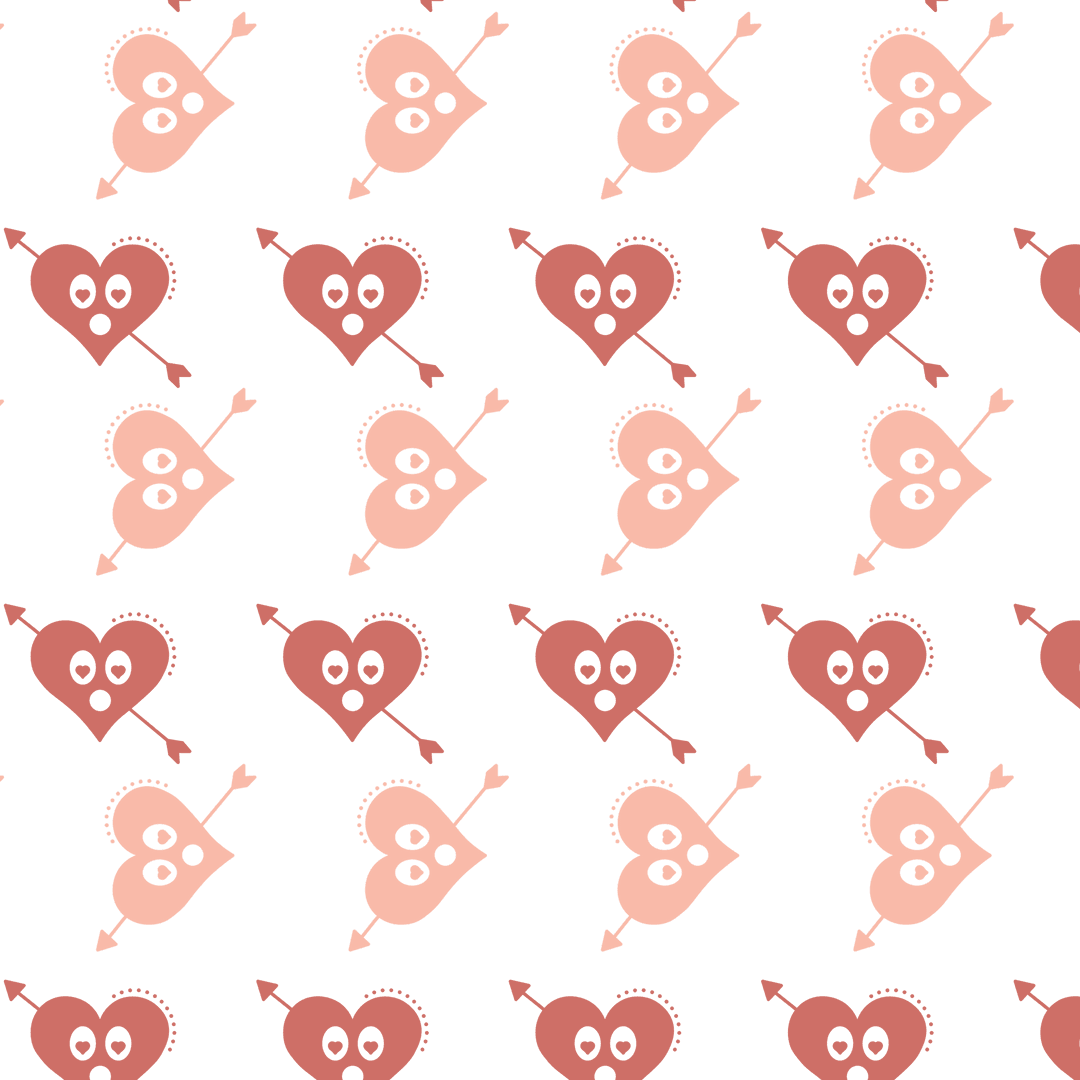 Seamless Heart Arrows Pattern on Transparent Background