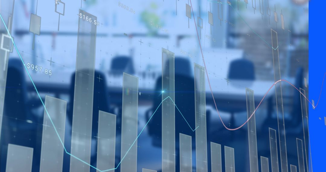 Abstract Digital Interface with Data Visualization in Office