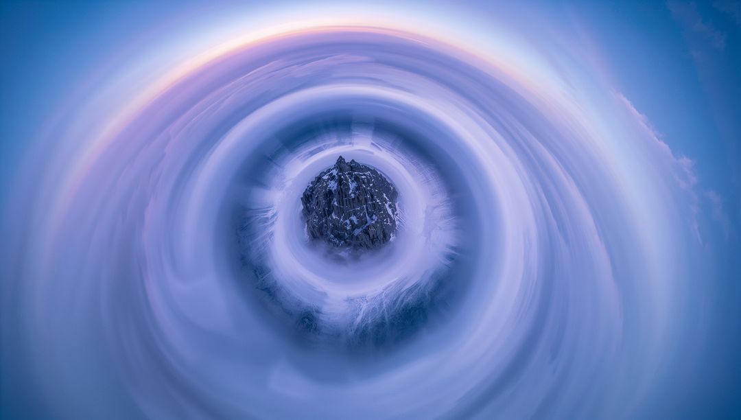 Ethereal Mountain Summit Morphing Through Pastel Clouds