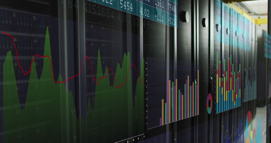 Financial Data Charts Display on Servers for Global Business Analysis