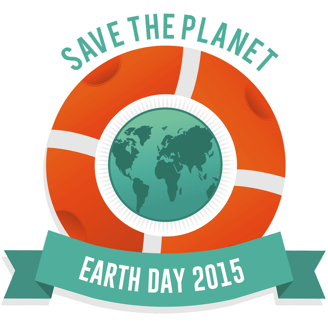 Earth Day 2015 Graphic with Globe on Transparent Background