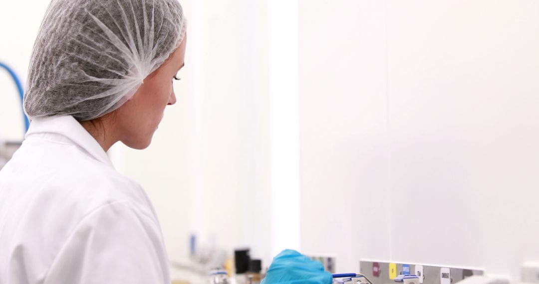 Scientist in Laboratory with Hairnet Conducting Research - Free Images, Stock Photos and Pictures on Pikwizard.com