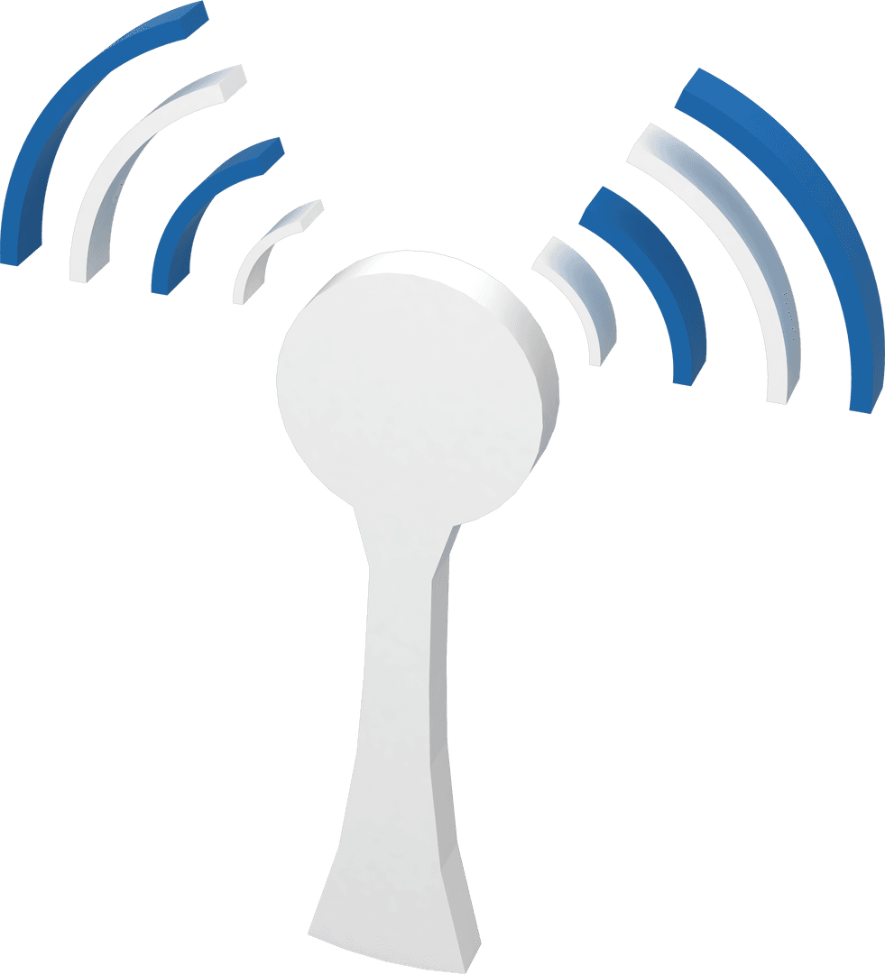 Transparent Network Range Symbol with Blue Waves