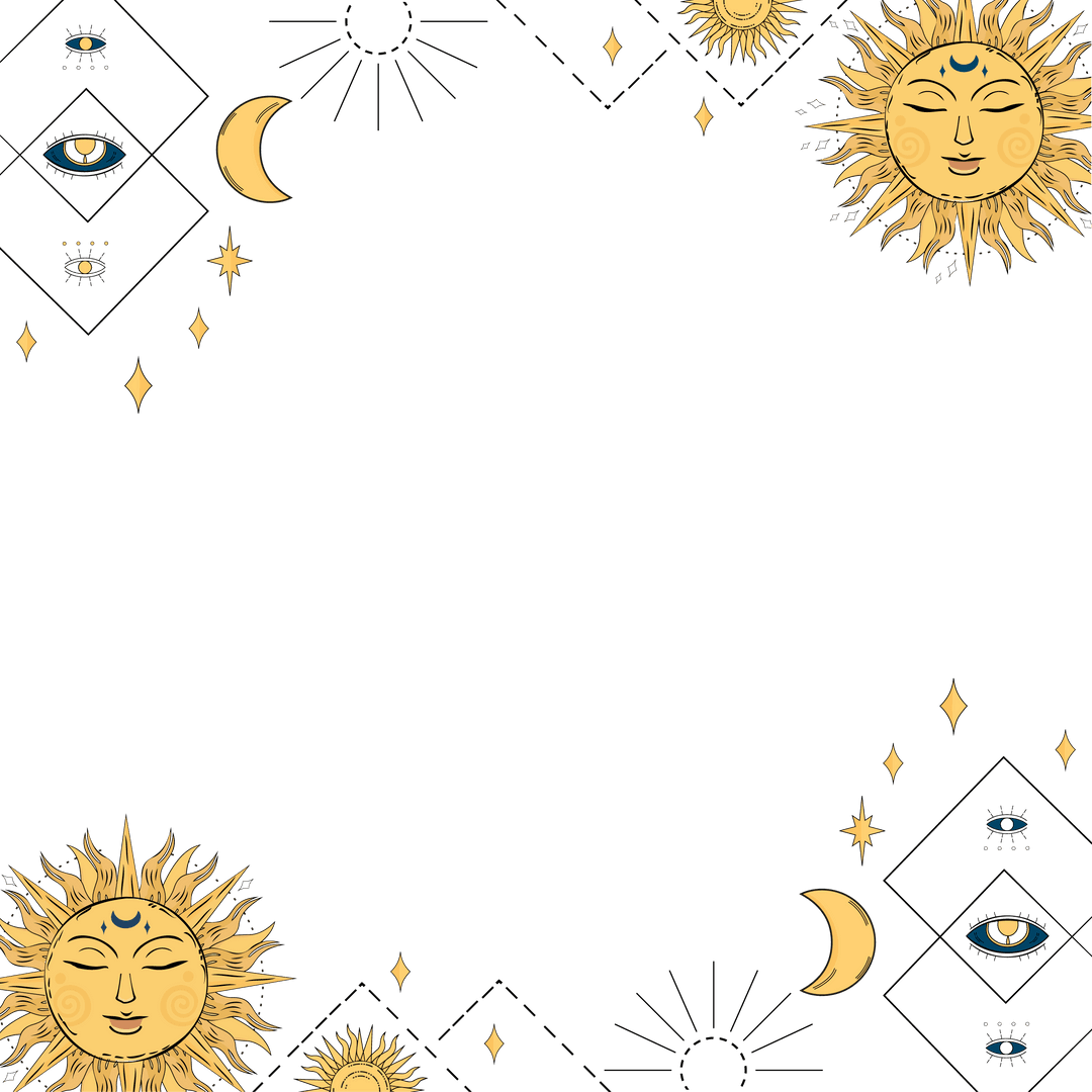 Transparent Border with Golden Sun Moon Eye Designs