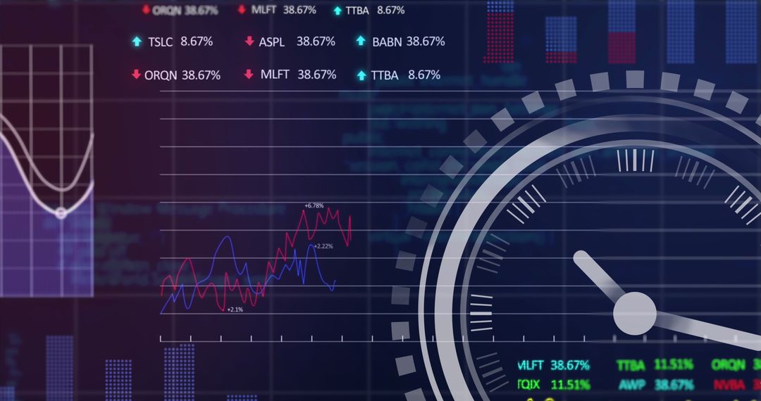 Abstract Stock Market Data with Blue and Graph Elements