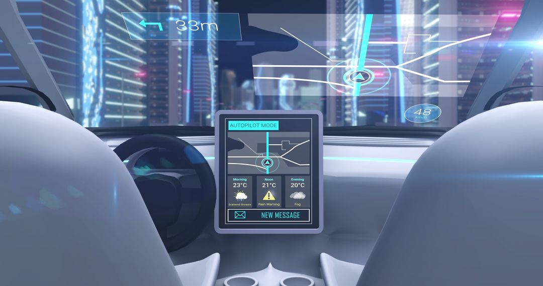 Futuristic Car Cockpit with Virtual Reality Interface