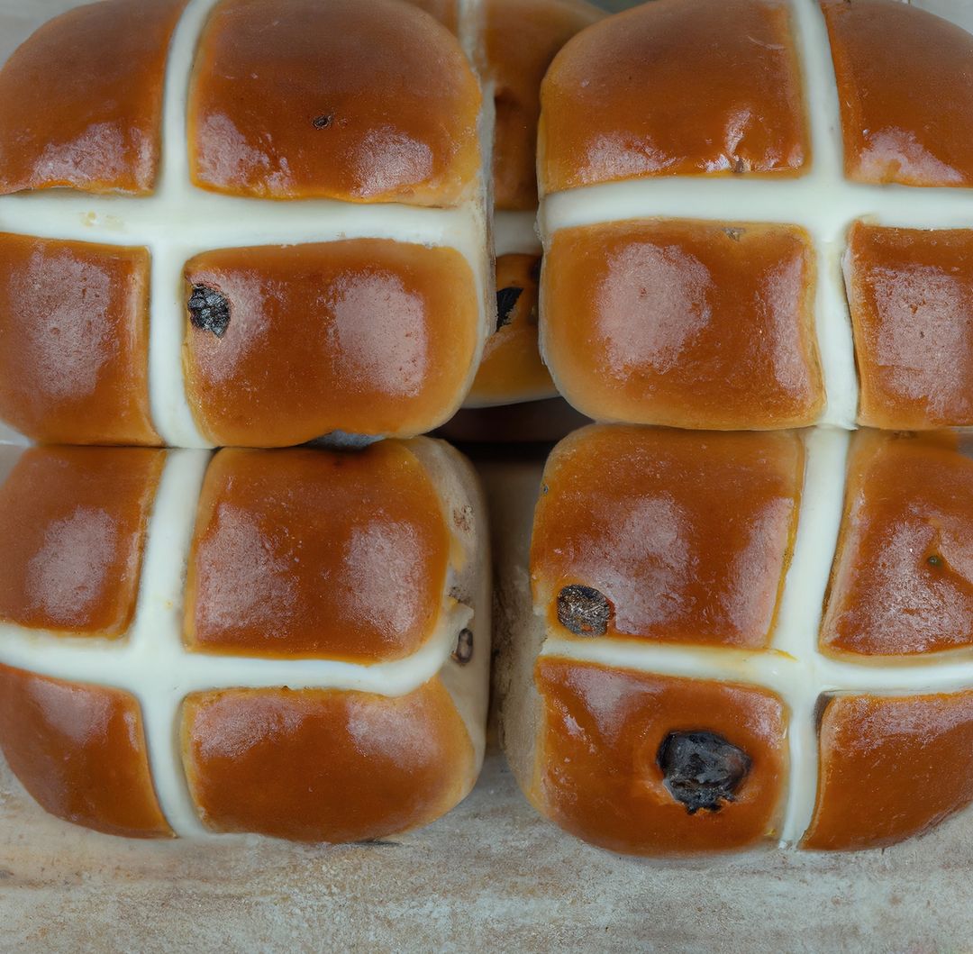 Freshly Baked Hot Cross Buns Close-Up Top View - Free Images, Stock Photos and Pictures on Pikwizard.com