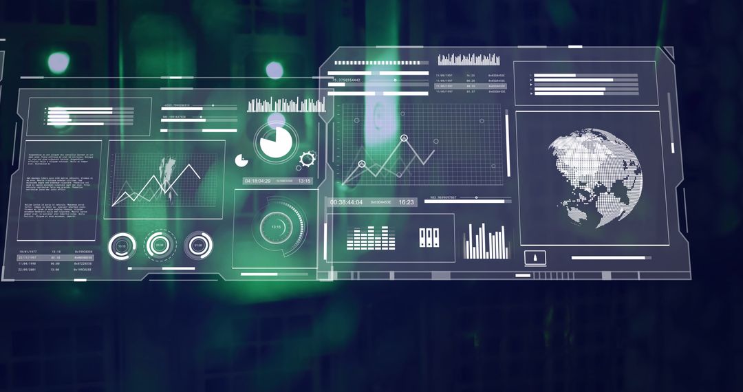 Digital Data Processing Interface in Futuristic Server Room