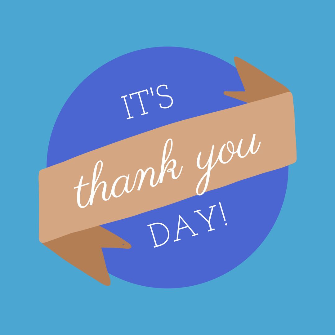 Thank You Day Greeting on Blue Circle Background