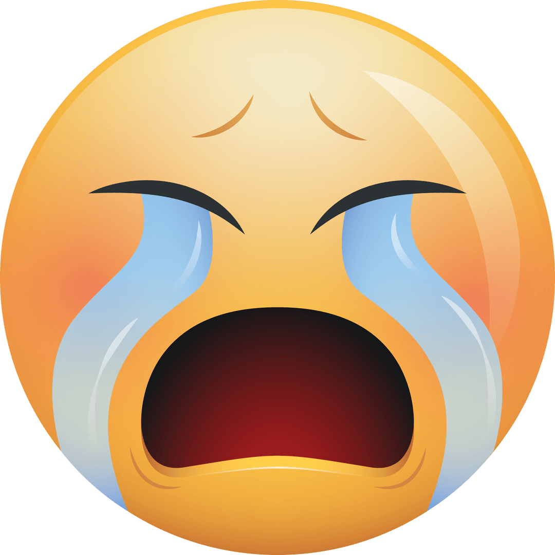 Crying Emoji with Tears on Transparent Background Illustration
