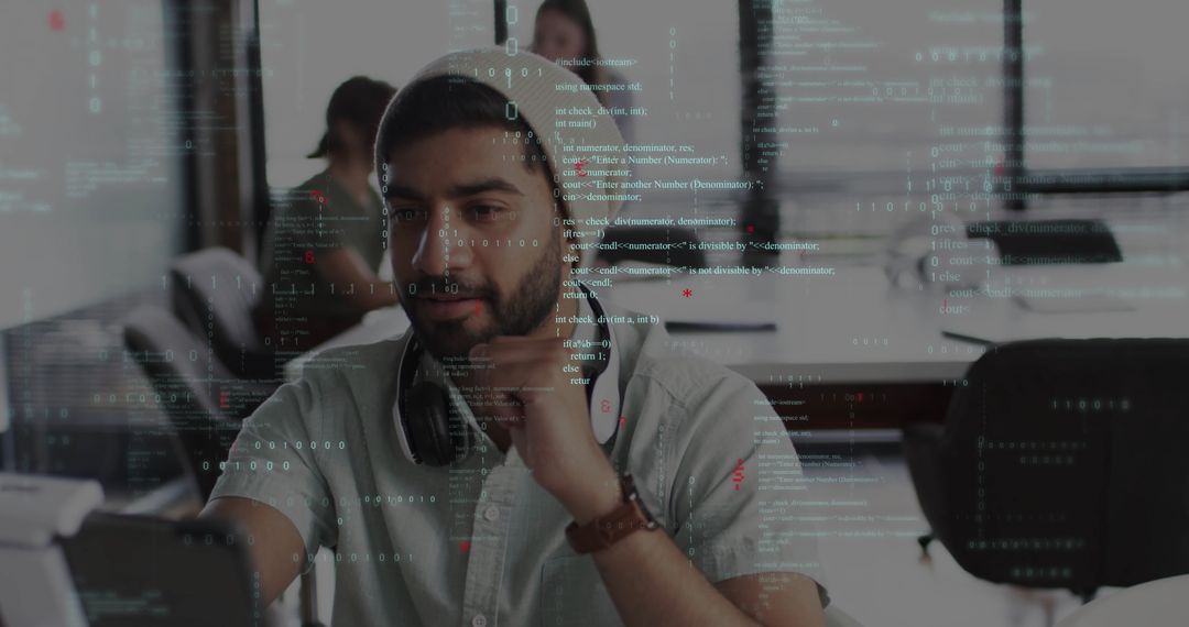 Software Developer Analyzing Data in Modern Office