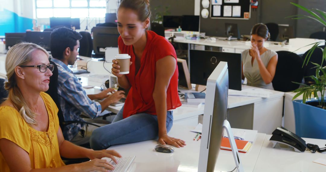 Business Professionals Collaborating in Modern Open Office