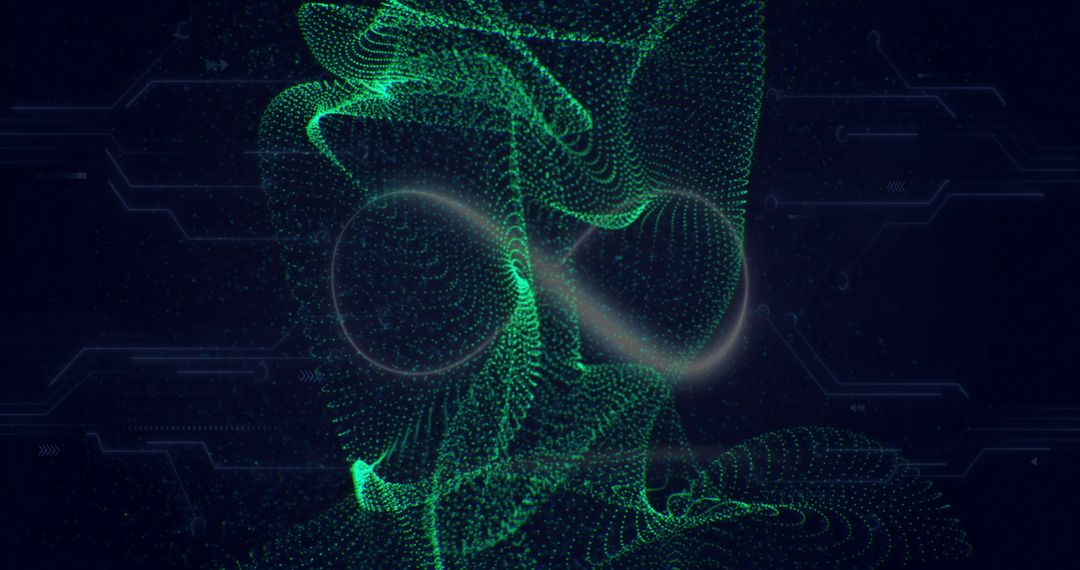 Abstract Green Particle Waves Creating Futuristic Digital Patterns