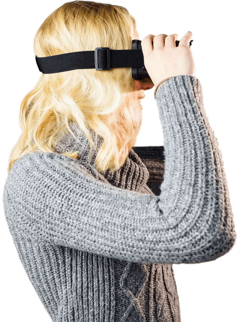 Transparent Side View of Woman Using Virtual Reality Headset