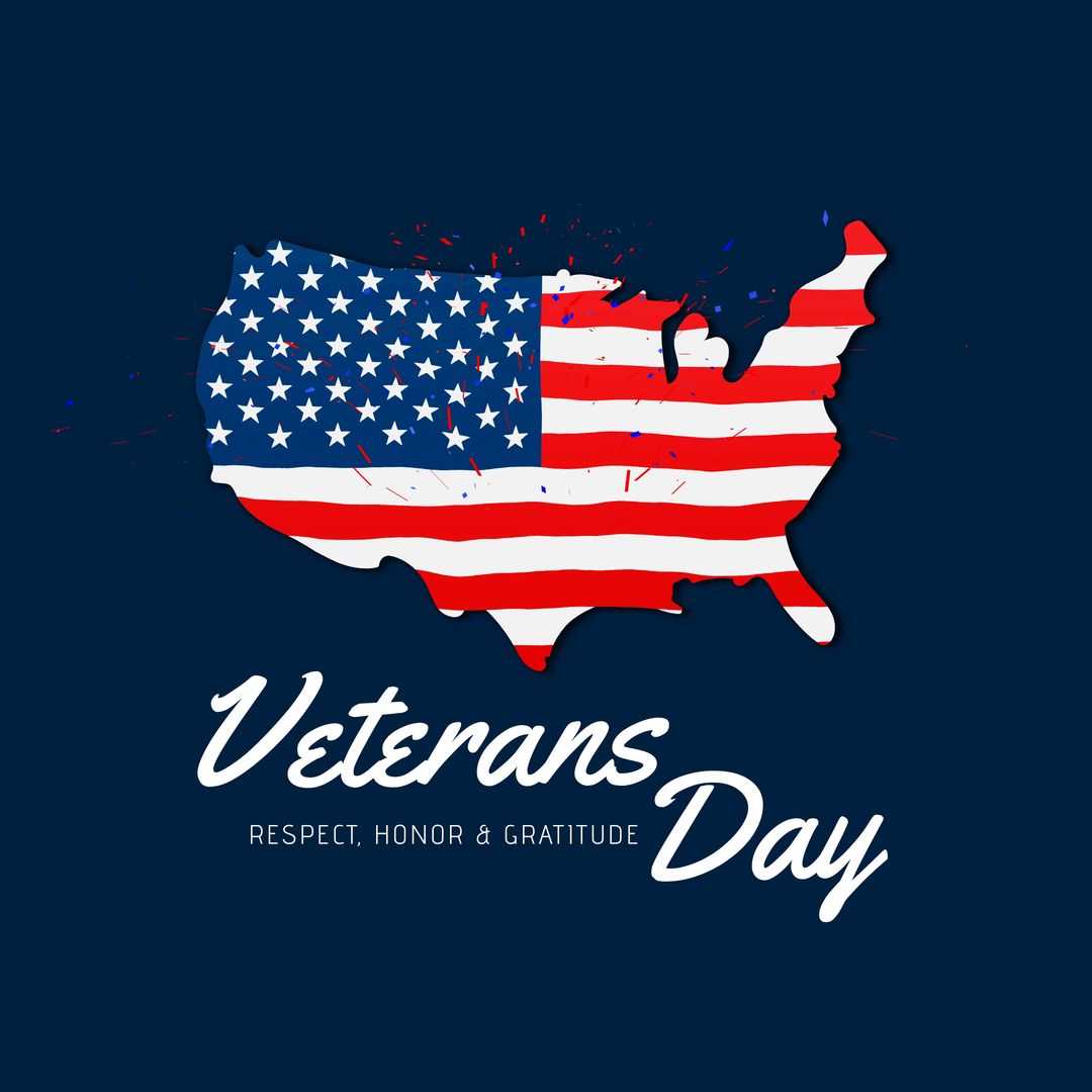 Composition of veterans day text with map of flag of united states of america - Download Free Stock Templates Pikwizard.com