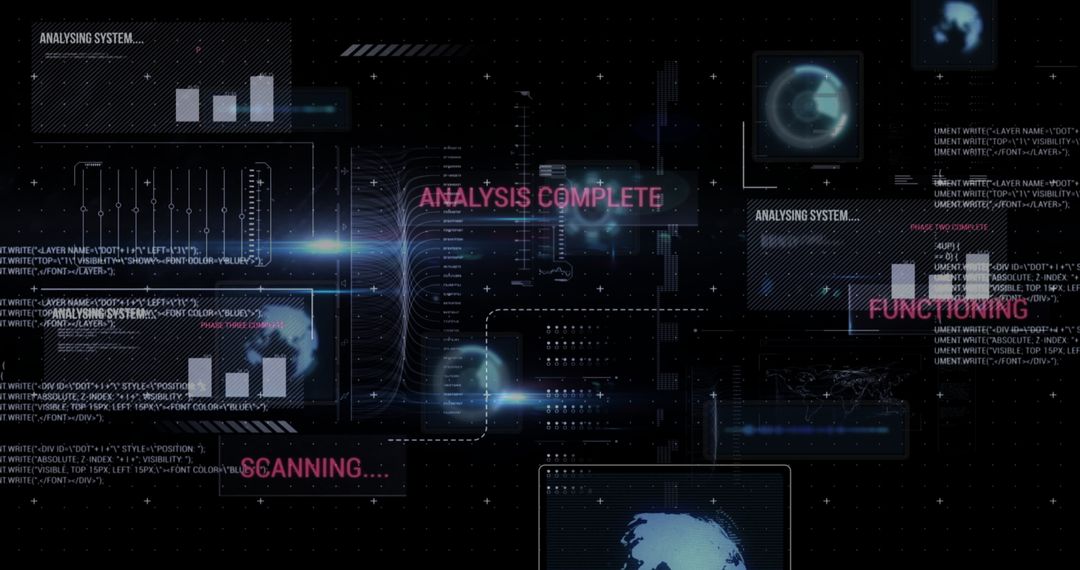 Futuristic Computer Screen with Digital Data and Analytics