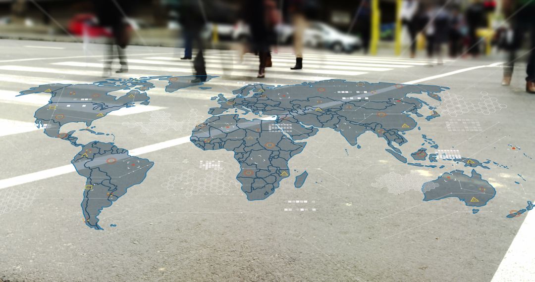 Global Network Concept with World Map and City Street