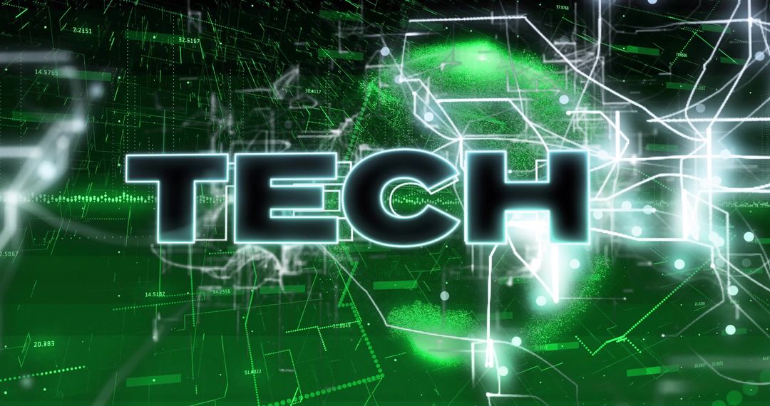 Futuristic Green Tech Concept with Glowing Network Elements