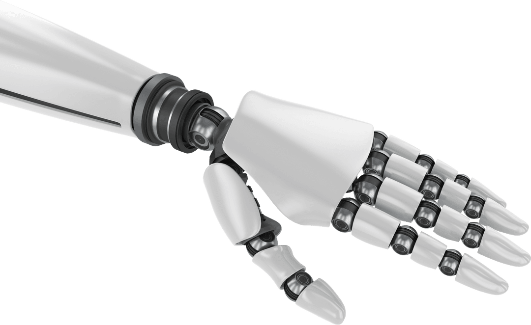 Transparent Silver Robotic Hand – Futuristic AI Concept
