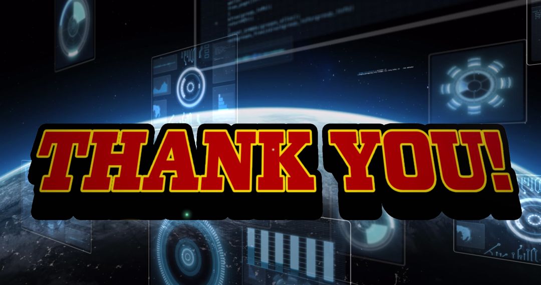 Futuristic Thank You Message Over Digital World Map
