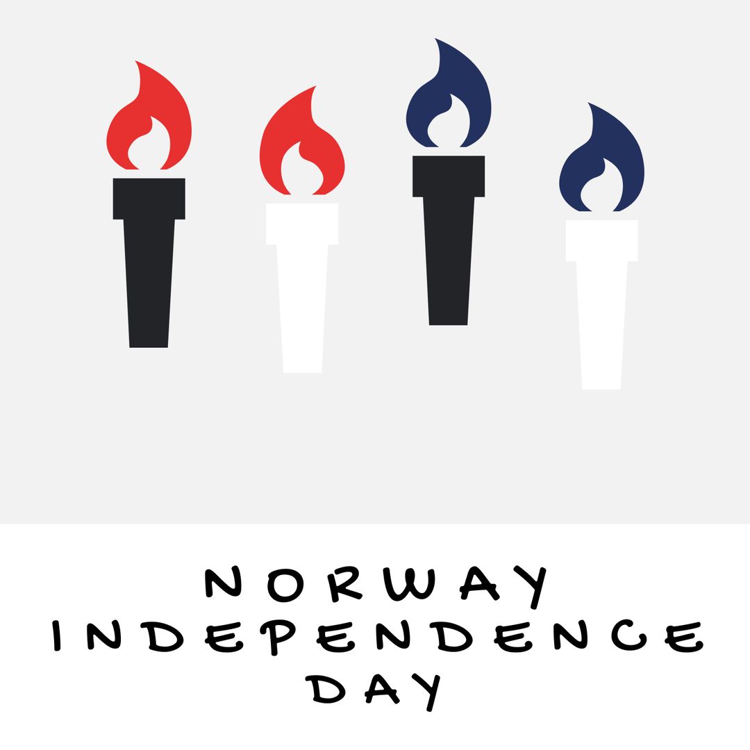 Colorful Torches Celebrating Norway Independence Day