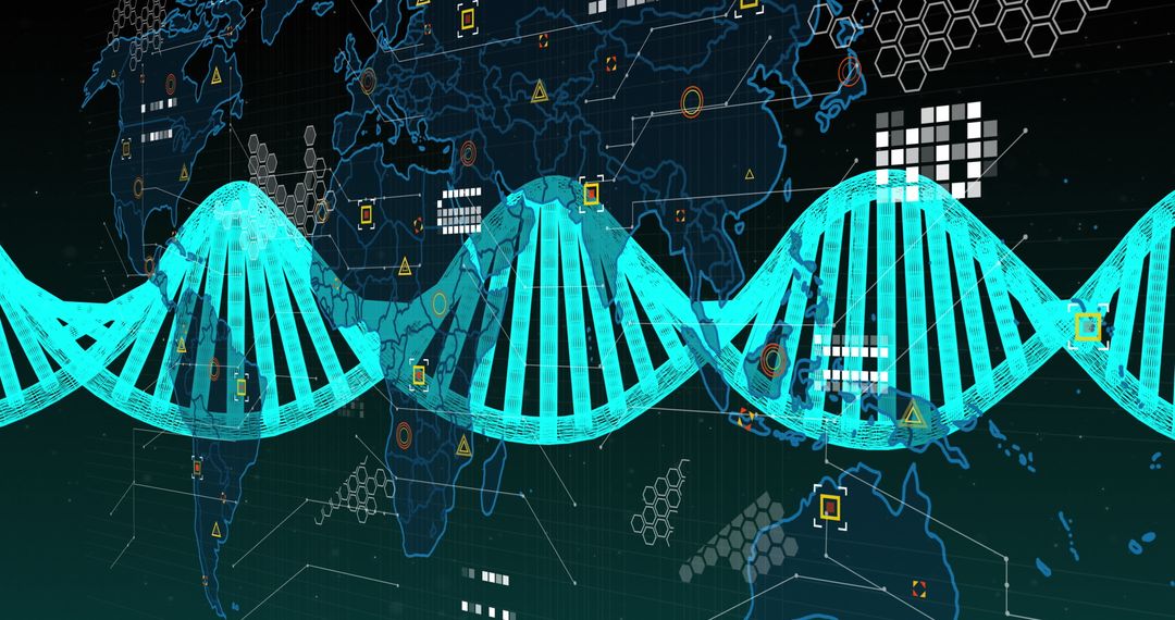 Digital DNA Sequence Overlaying Dynamic World Map