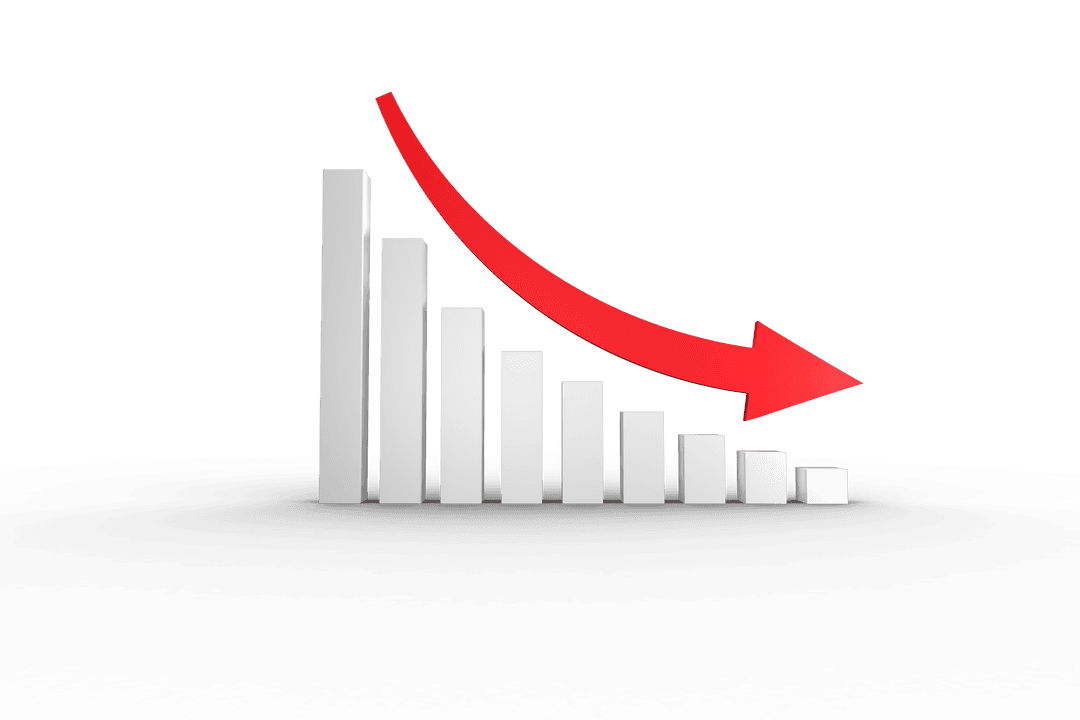 Transparent Red Arrow Declining Bar Chart Icon Illustration