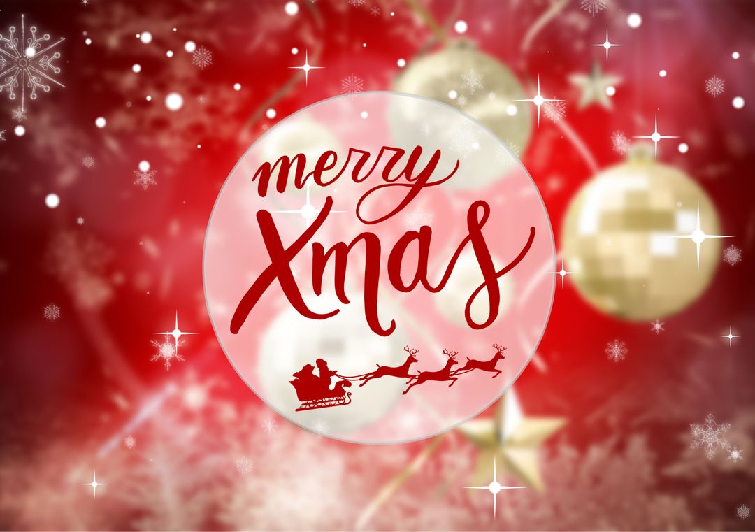 Festive Xmas Wishes Design with Baubles and Falling Snow