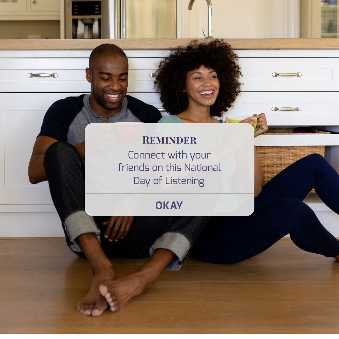 Happy Couple Reflecting on National Day of Listening Celebration