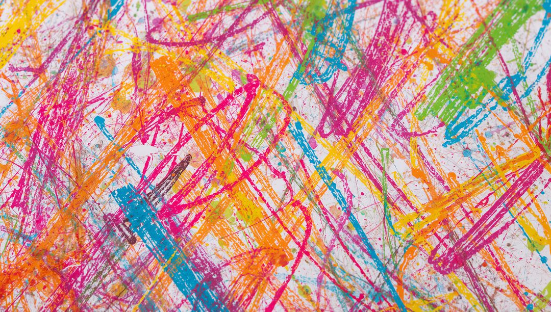 Dynamic Abstract Neon Scribbles on Canvas