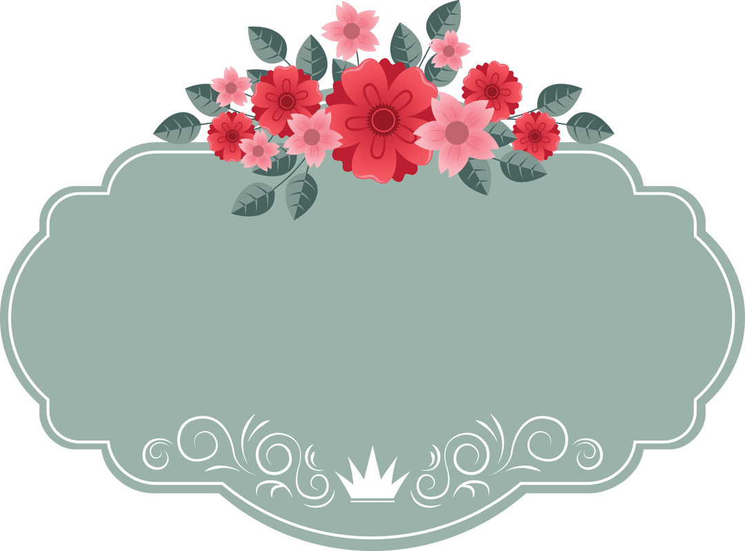 Elegant Floral Badge Illustration With Transparent Background