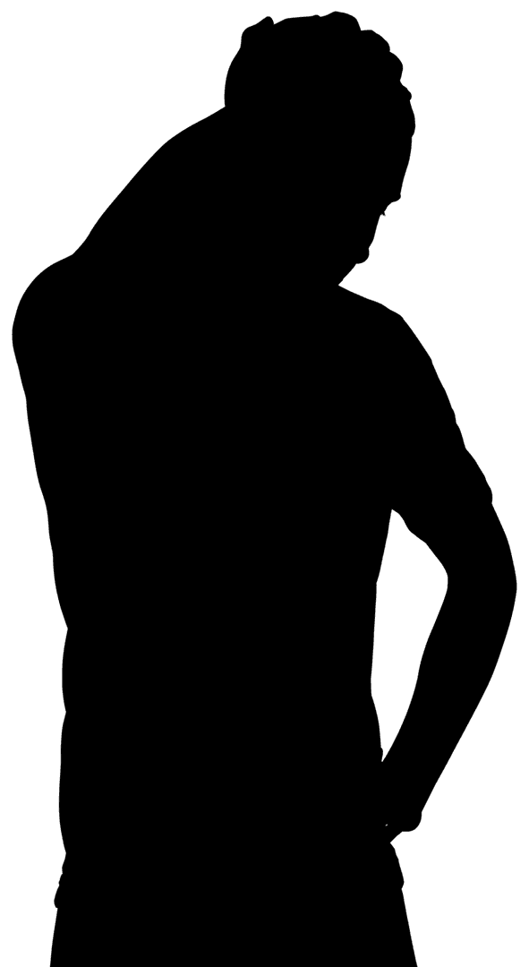 Transparent Silhouette of Man Touching Head