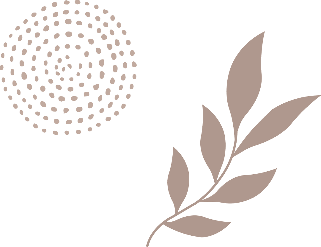 Abstract Beige Motif on Transparent Canvas with Spiral and Leaves