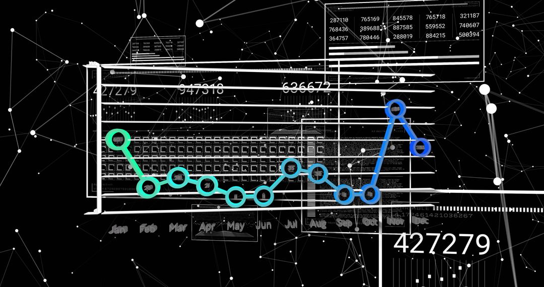 Futuristic Data Visualization Concept with Line Graph and Infographics