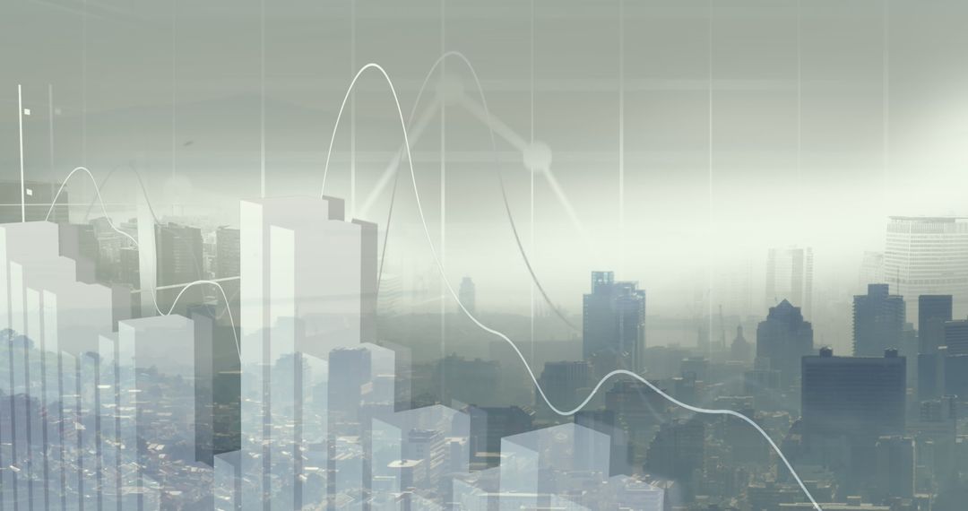 Financial Data Analytics with Digital Cityscape Background