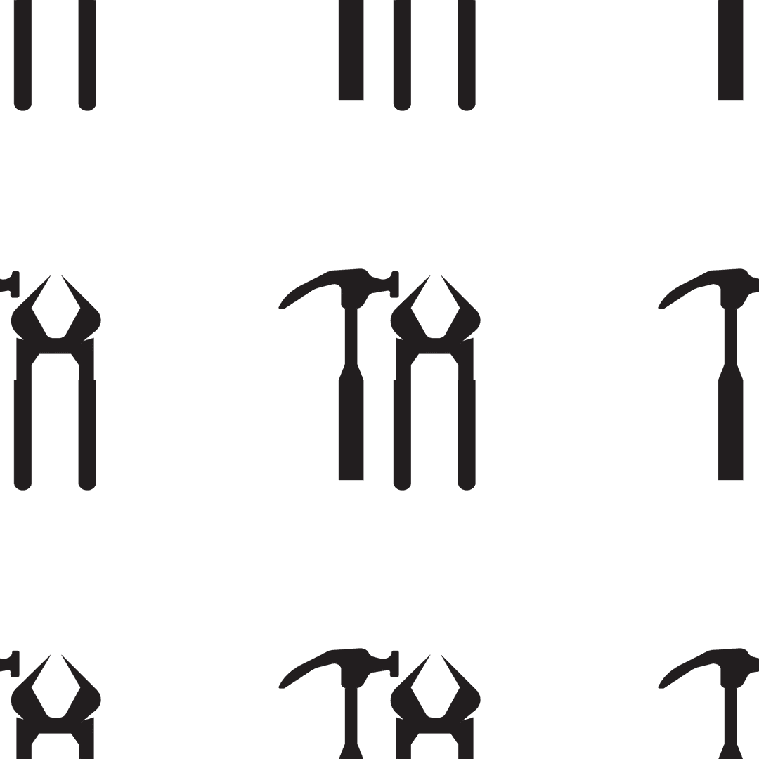 Seamless Black Tools Pattern on Transparent Background Illustration