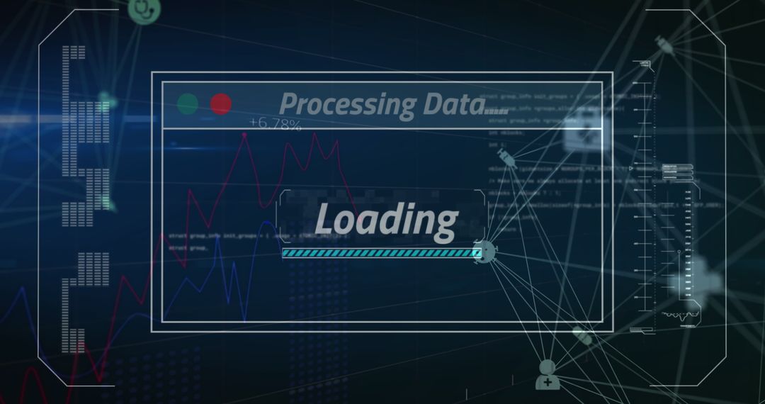 Futuristic Digital Data Processing Interface with Graphs and Connections - Free Images, Stock Photos and Pictures on Pikwizard.com