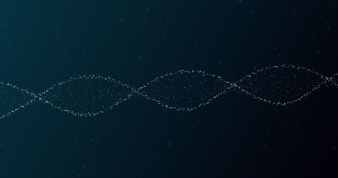 Glowing Double Helix DNA in Dark Abstract Space