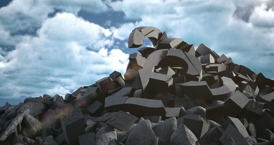 Rubble Heap with Euro Symbol Amidst Clouds - Free Images, Stock Photos and Pictures on Pikwizard.com