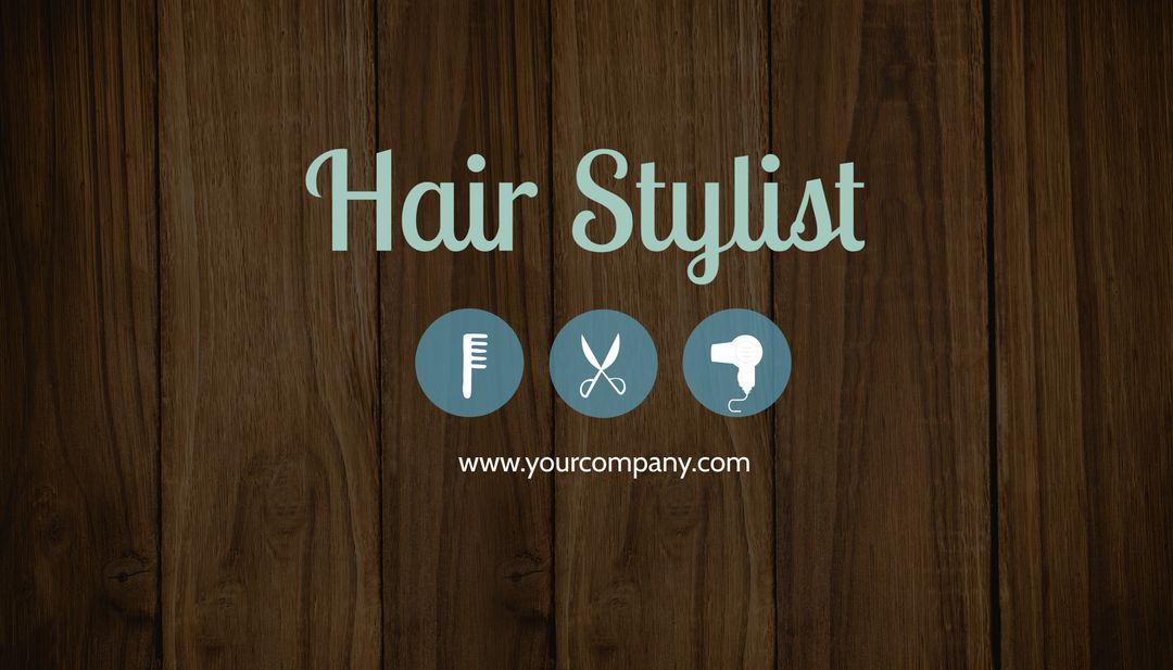 Hair Stylist Logo with Wood Background and Icons - Download Free Stock Templates Pikwizard.com