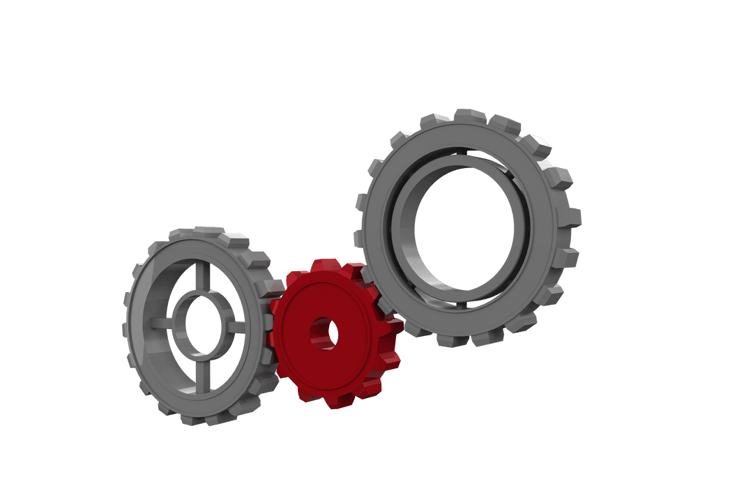 Red and Gray Cogs on Transparent Background Vector Illustration