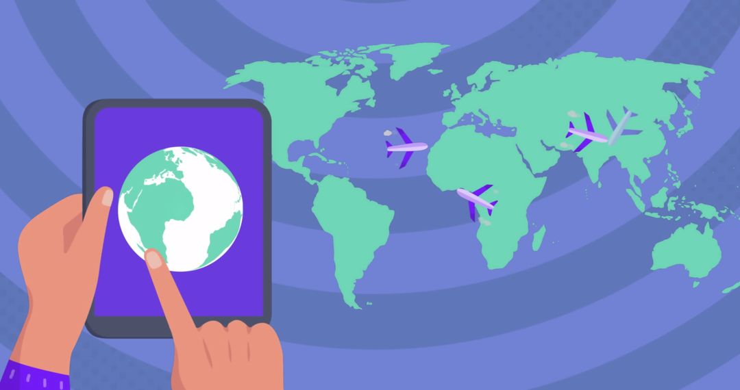 Global Travel Concept with Planes Flying Over World Map