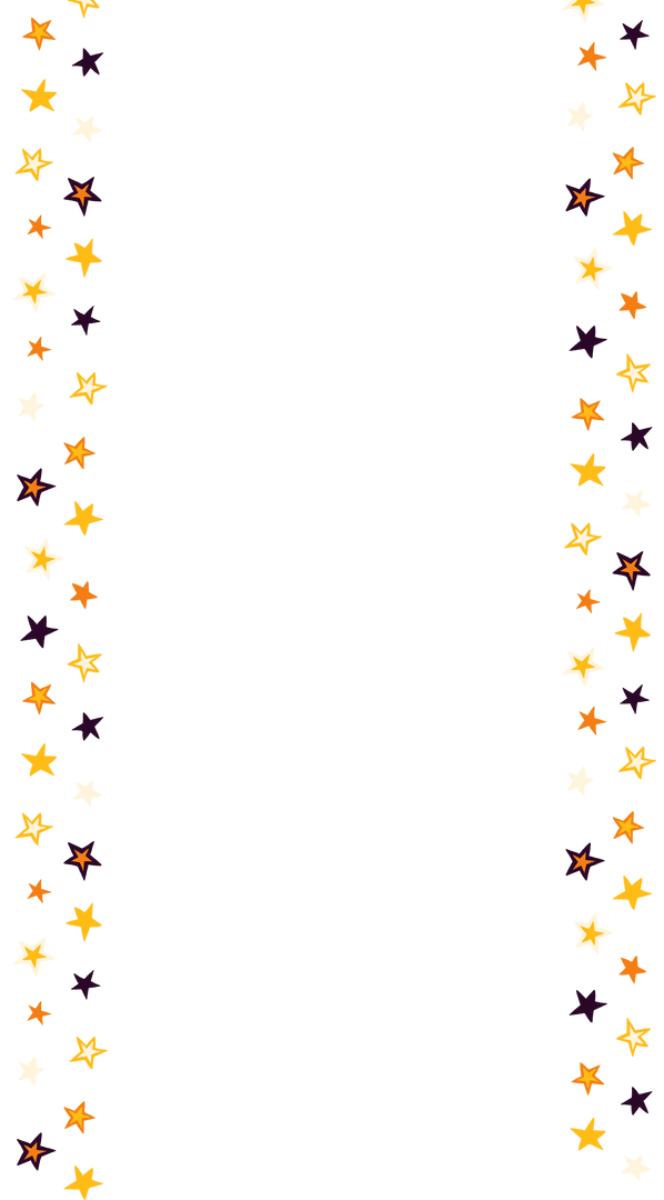 Decorative Frame with Sketched Stars on Transparent Background