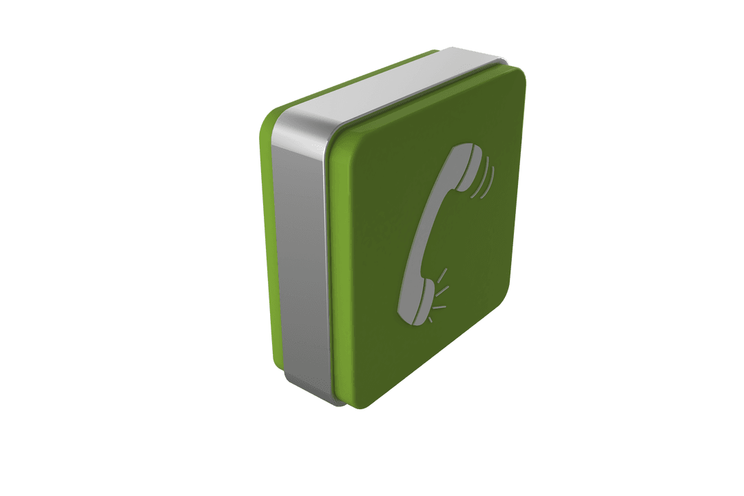 3D Green Phone Icon Digital Illustration with Transparent Background